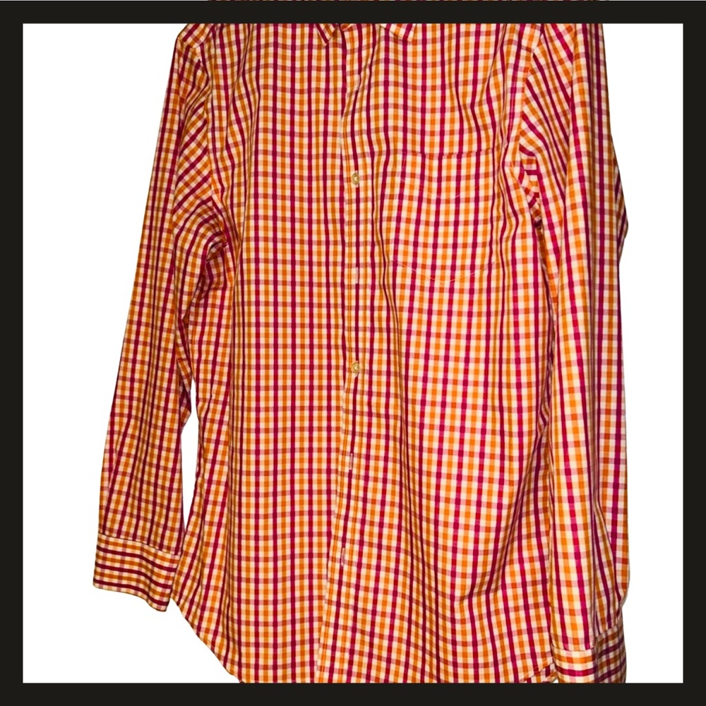 Banana Republic Casual Button Down Shirt in Orange and Yellow Soze Large 16-16.5 - Picture 5 of 5